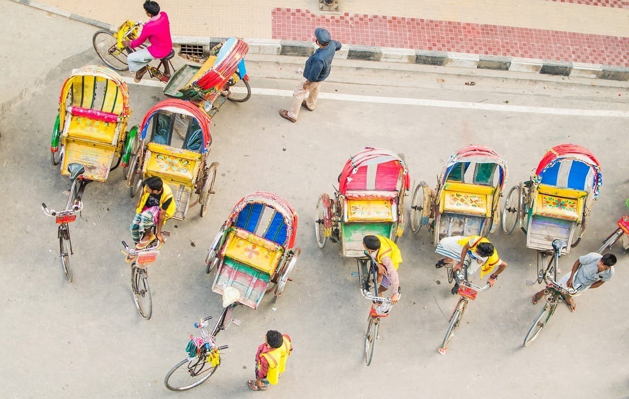 rickshaw, street, color