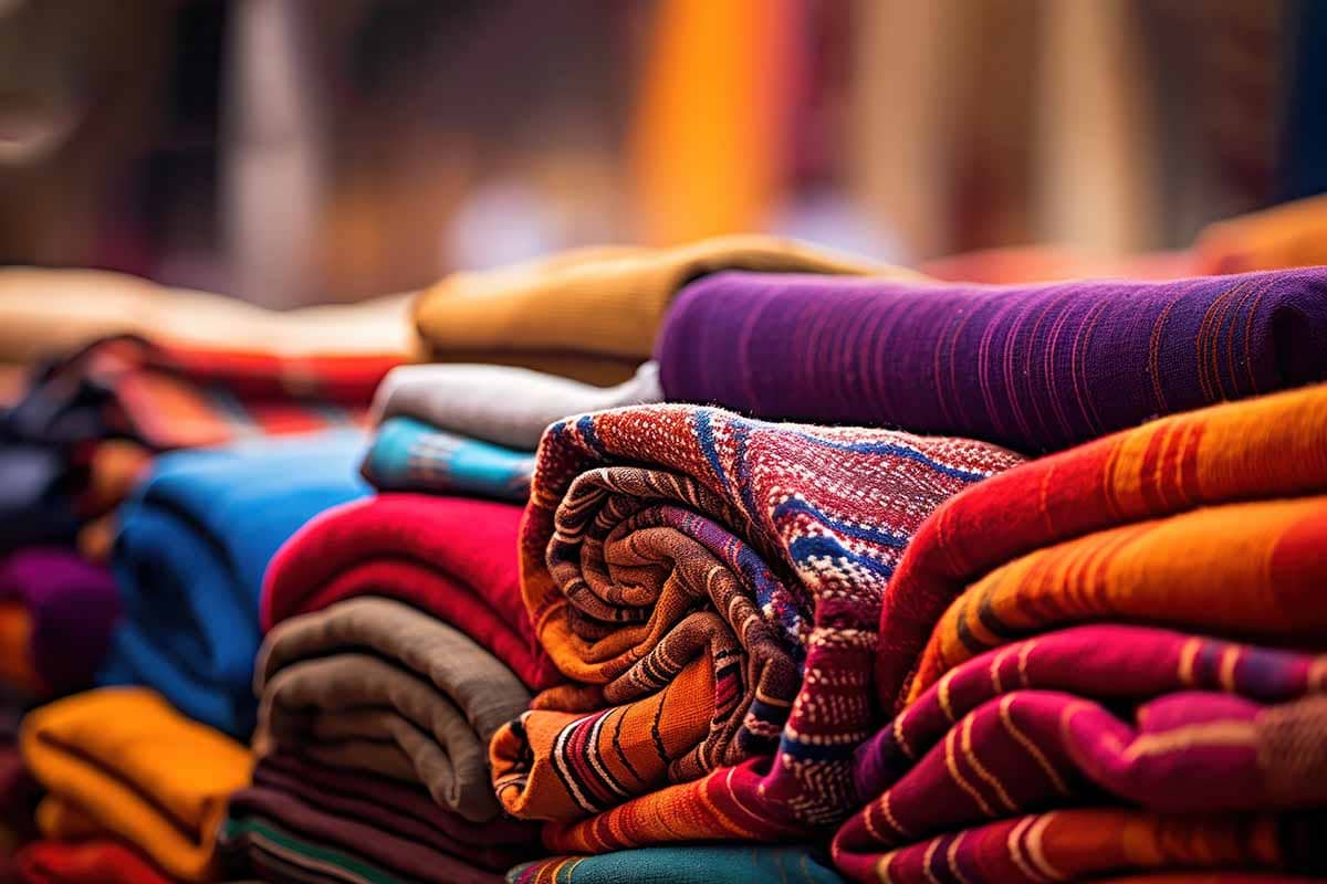 Textile fabrics at market